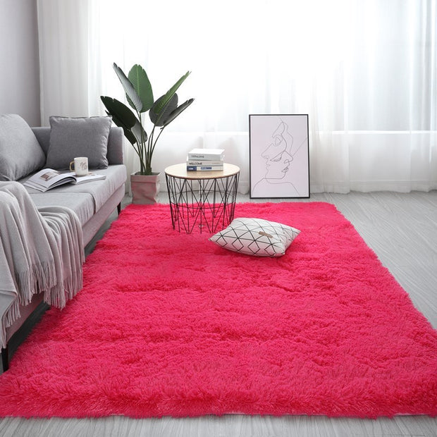 Nordic Fluffy Carpet Rugs For Bedroomliving Room Rectangle Large Size Plush Anti-slip Soft Carpet White Red 13 Colors