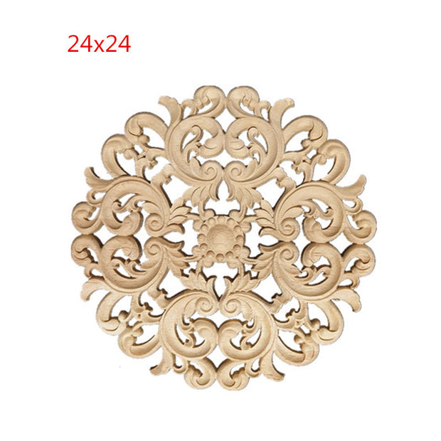 European Style Wooden Flower Door Heart Flower Carved Decorative Round Flower