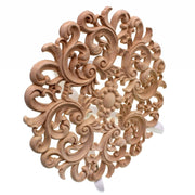 European Style Wooden Flower Door Heart Flower Carved Decorative Round Flower